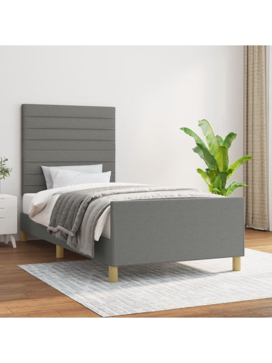 Rám postele bez matrace tmavě šedá 90 x 190 cm textil