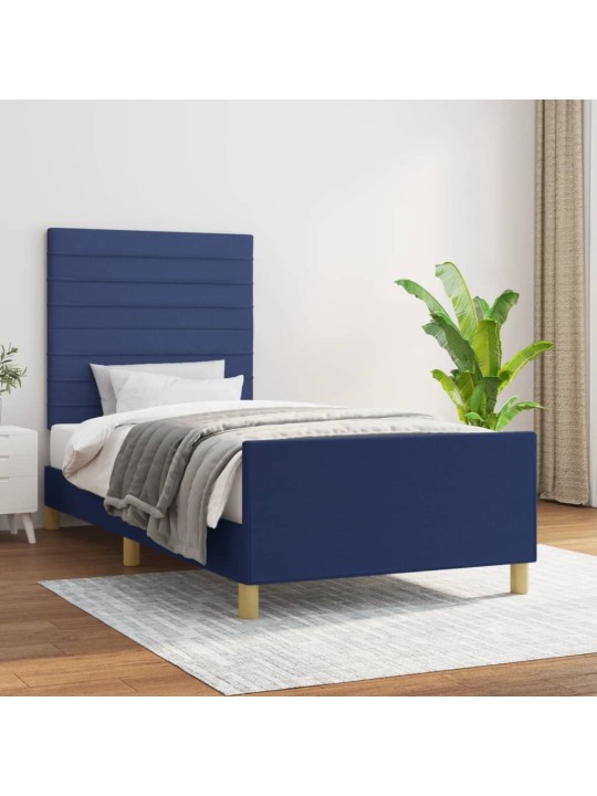Rám postele bez matrací modrá 90x190 cm textil