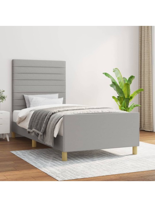 Rám postele bez matrace světle šedý 90 x 200 cm textil