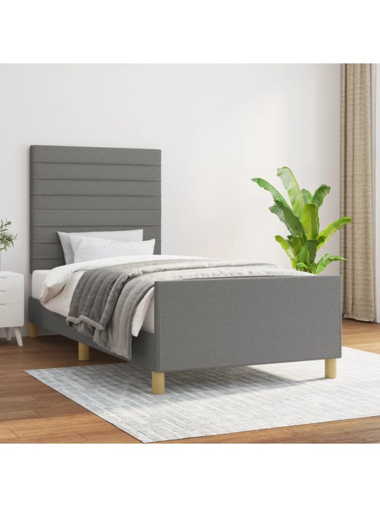Rám postele bez matrace tmavě šedý 90 x 200 cm textil