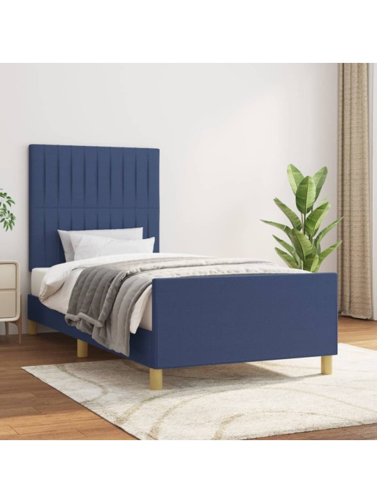 Rám postele bez matrací modrá 90x190 cm textil