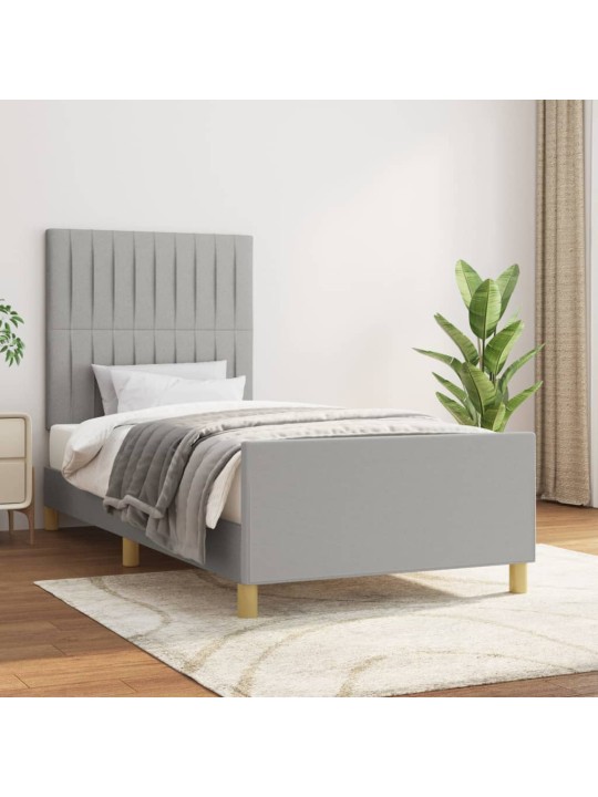 Rám postele bez matrace světle šedý 90 x 200 cm textil