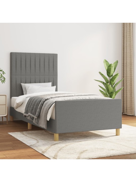Rám postele bez matrace tmavě šedý 90 x 200 cm textil
