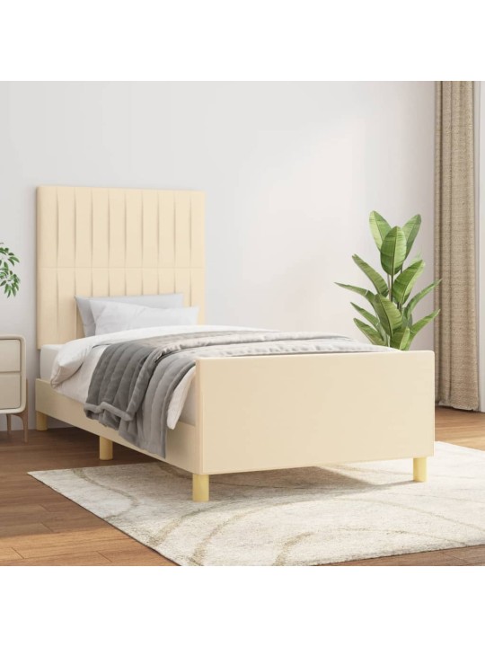 Rám postele bez matrací krémově 90x200 cm textil
