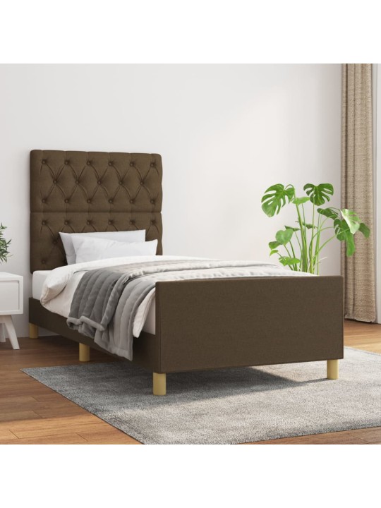 Rám postele bez matrace tmavě hnědá 80 x 200 cm textil