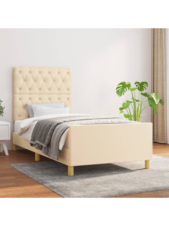 Rám postele bez matrací krémově 80x200 cm textil