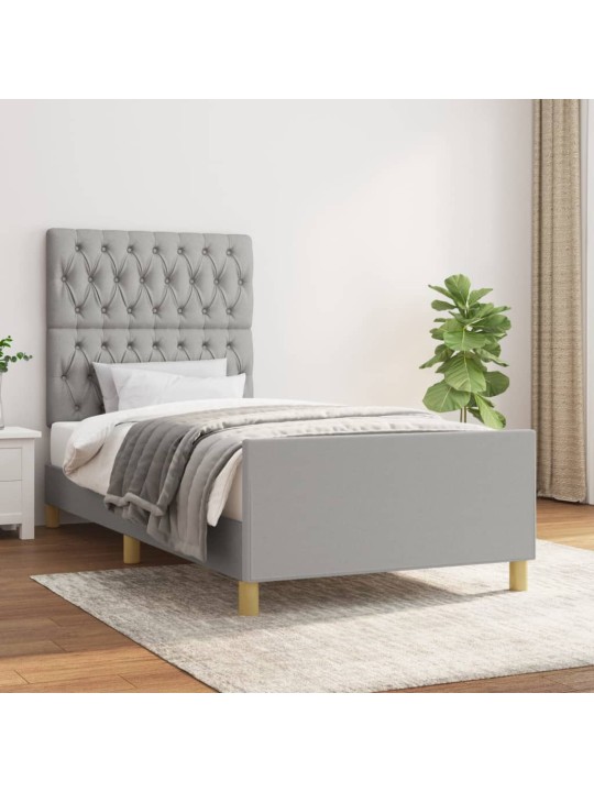 Rám postele bez matrace světle šedý 90 x 200 cm textil