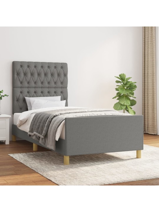 Rám postele bez matrace tmavě šedý 90 x 200 cm textil