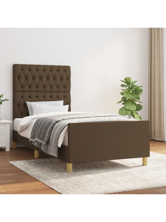 Rám postele bez matrace tmavě hnědý 90 x 200 cm textil