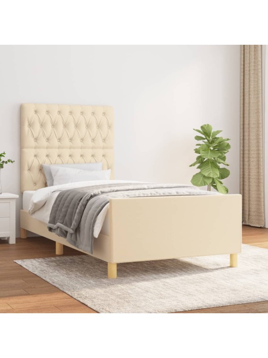 Rám postele bez matrací krémově 90x200 cm textil