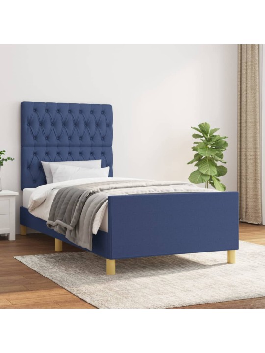 Rám postele bez matrací modrá 90x200 cm textil