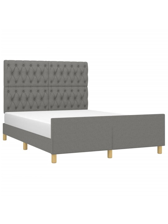 Rám postele bez matrace tmavě šedý 140 x 190 cm textil