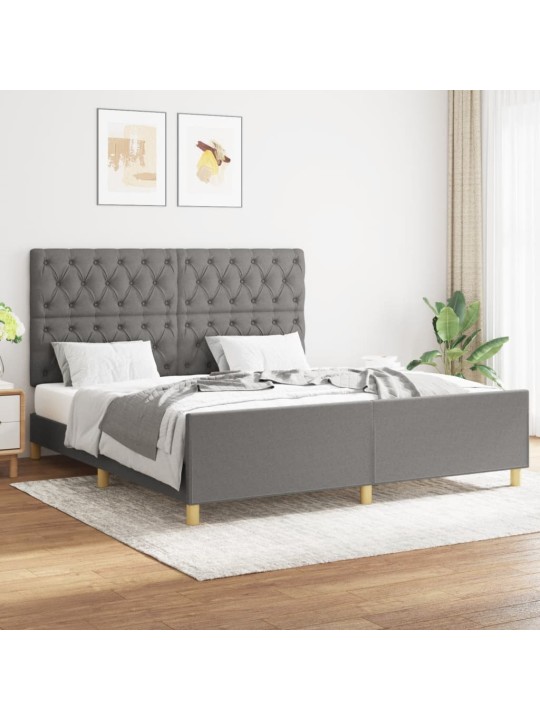 Rám postele bez matrace tmavě šedý 160 x 200 cm textil