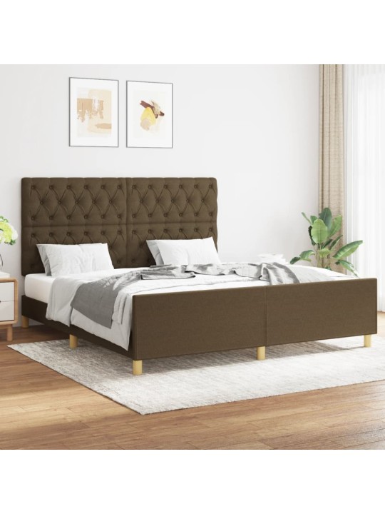 Rám postele bez matrace tmavě hnědý 160 x 200 cm textil