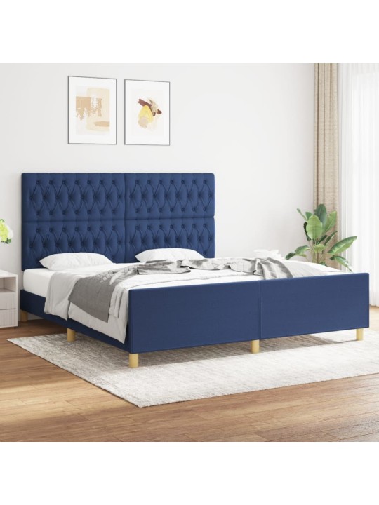 Rám postele s čelem modrý 180x200 cm textil