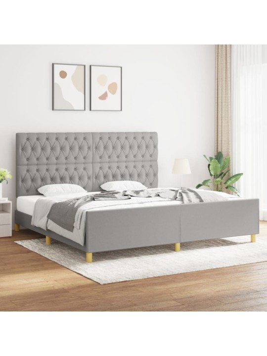 Rám postele s čelem světle šedý 200x200 cm textil