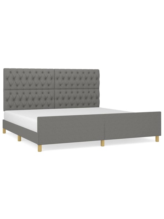 Rám postele s čelem tmavě šedý 200x200 cm textil