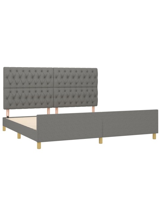 Rám postele s čelem tmavě šedý 200x200 cm textil