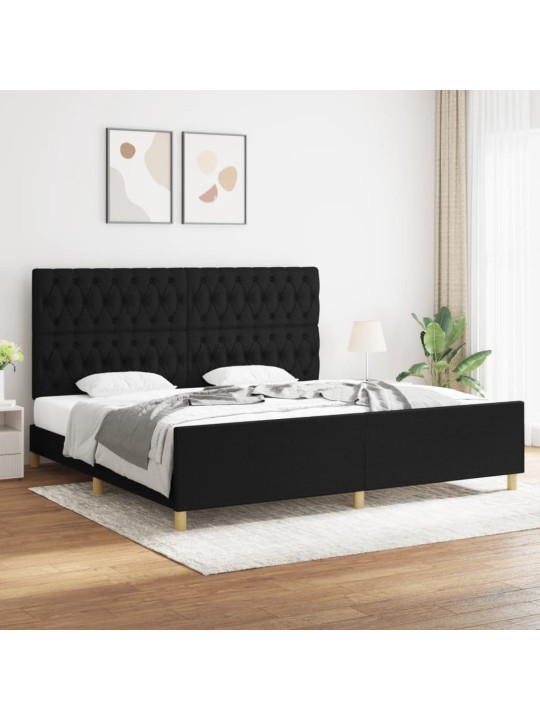 Rám postele s čelem černý 200x200 cm textil