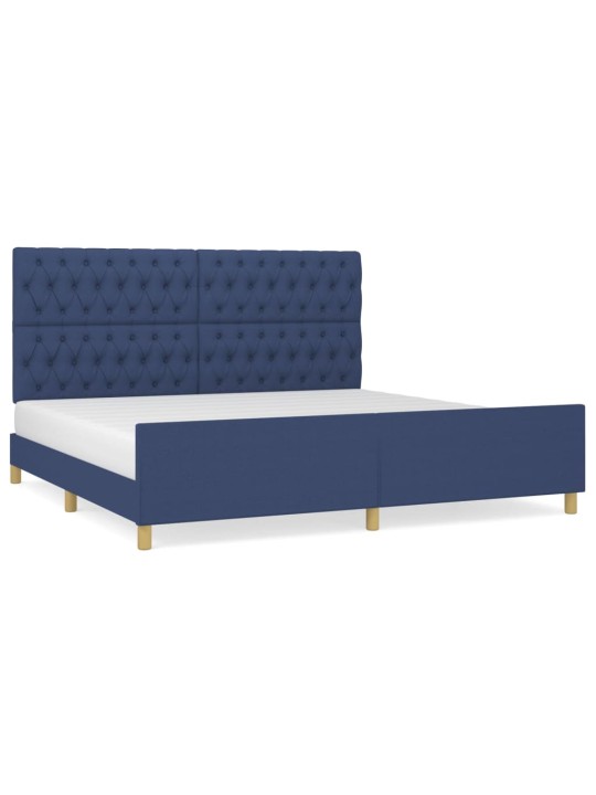 Rám postele s čelem modrý 200 x 200 cm textil