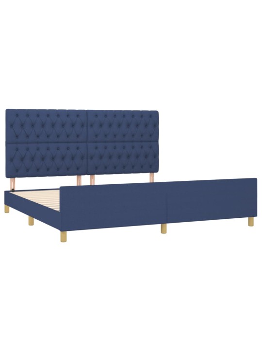 Rám postele s čelem modrý 200 x 200 cm textil