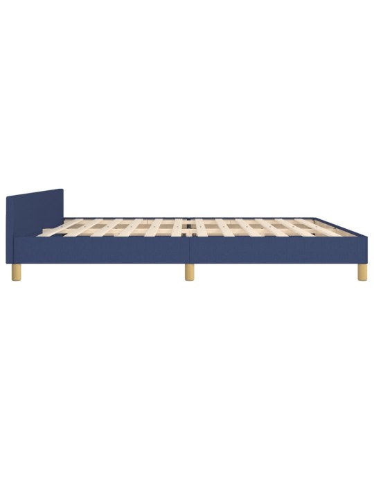 Rám postele s čelem modrý 200 x 200 cm textil