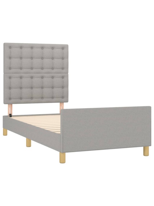 Rám postele s čelem světle šedý 80 x 200 cm textil