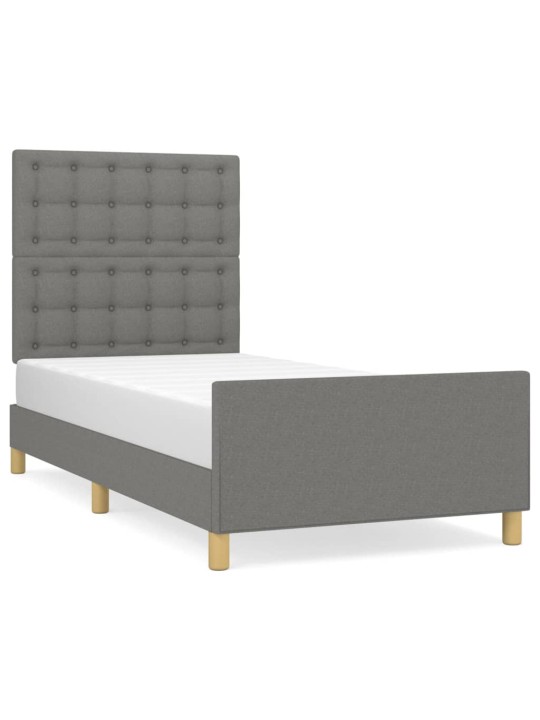 Rám postele s čelem tmavě šedý 80 x 200 cm textil