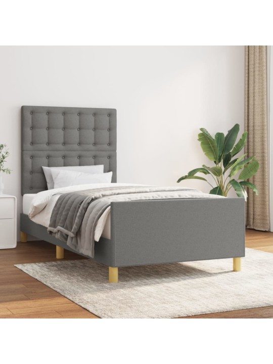 Rám postele s čelem tmavě šedý 80 x 200 cm textil