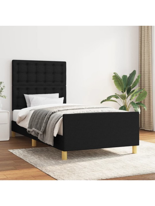 Rám postele s čelem černý 80 x 200 cm textil