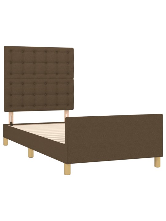 Rám postele s čelem tmavě hnědý 80 x 200 cm textil