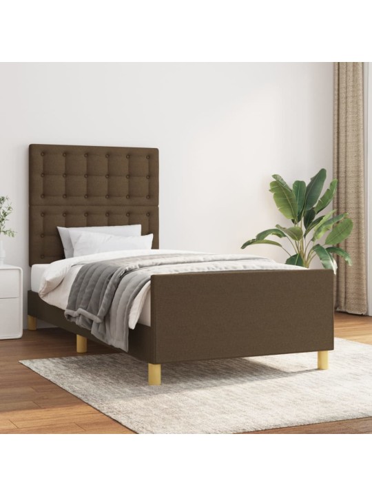 Rám postele s čelem tmavě hnědý 80 x 200 cm textil