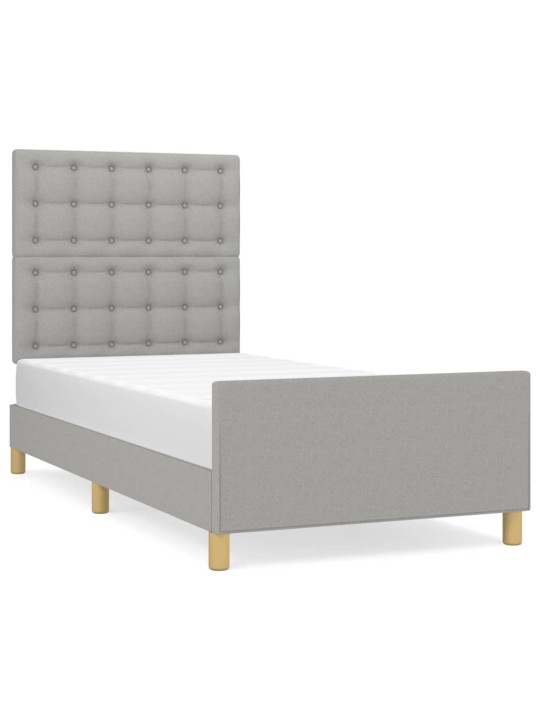 Rám postele s čelem světle šedý 90x190 cm textil