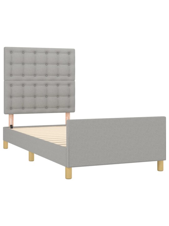 Rám postele s čelem světle šedý 90x190 cm textil