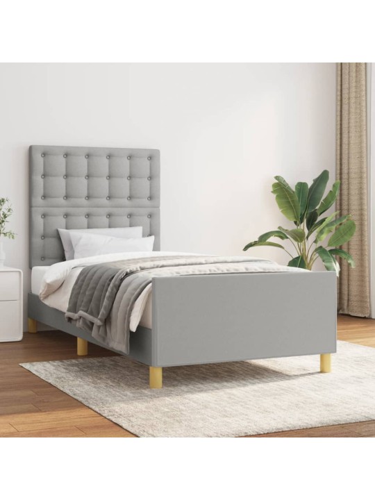 Rám postele s čelem světle šedý 90x190 cm textil