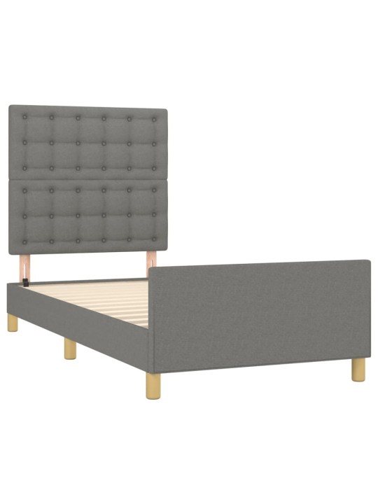 Rám postele s čelem tmavě šedý 90x190 cm textil