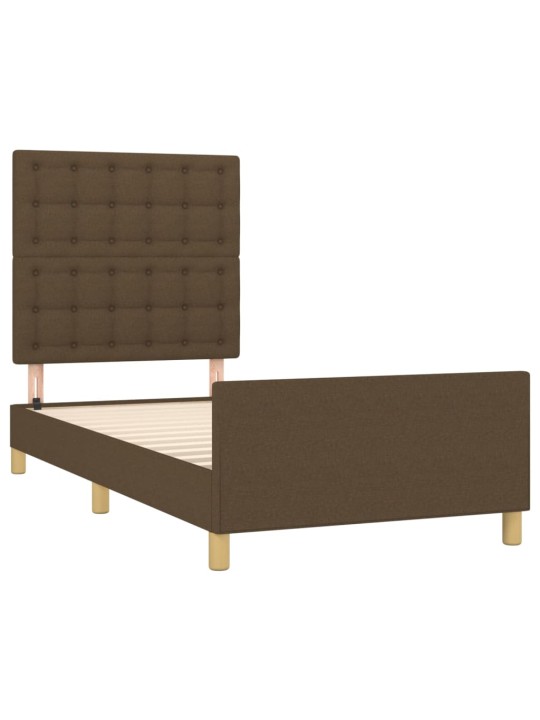 Rám postele s čelem tmavě hnědý 90x190 cm textil