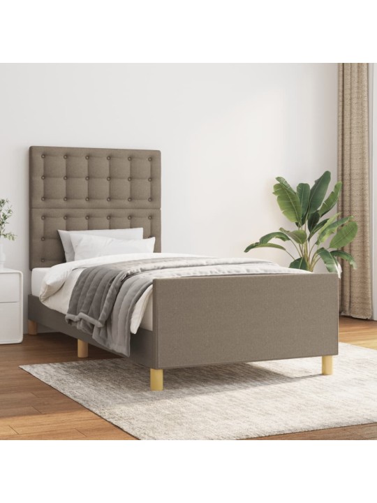 Rám postele s čelem taupe 90x190 cm textil