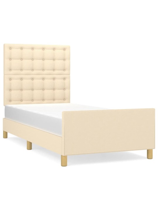Rám postele s čelem krémový 90x190 cm textil