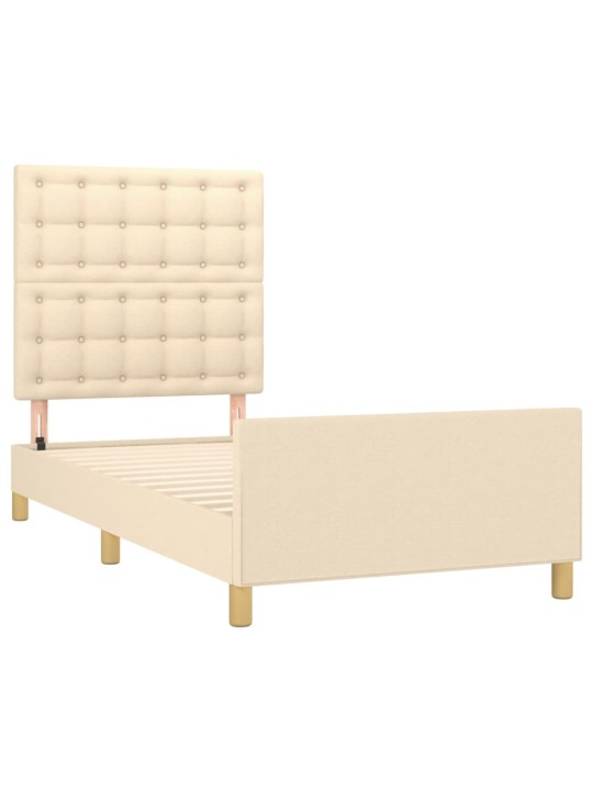 Rám postele s čelem krémový 90x190 cm textil