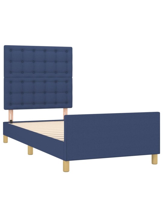 Rám postele s čelem modrý 90x190 cm textil