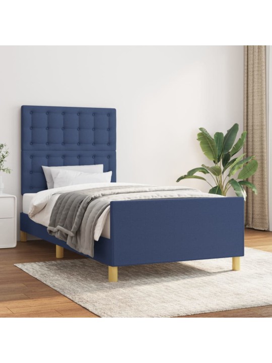 Rám postele s čelem modrý 90x190 cm textil
