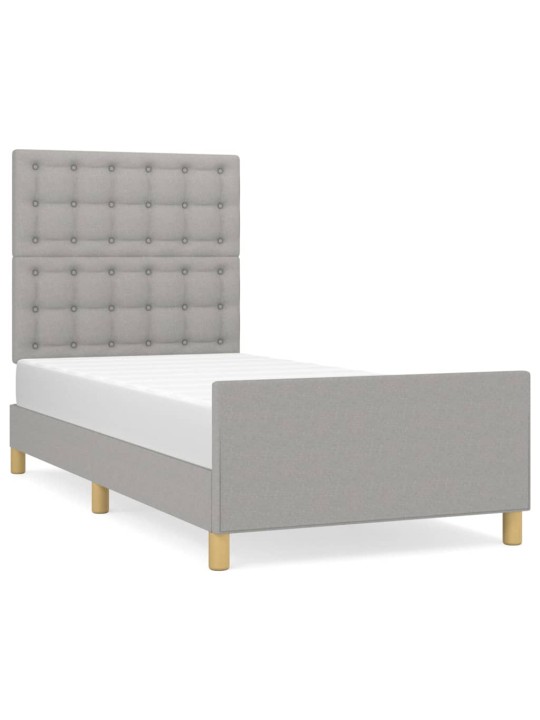 Rám postele s čelem světle šedý 90x200 cm textil