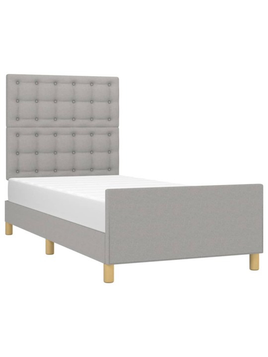 Rám postele s čelem světle šedý 90x200 cm textil