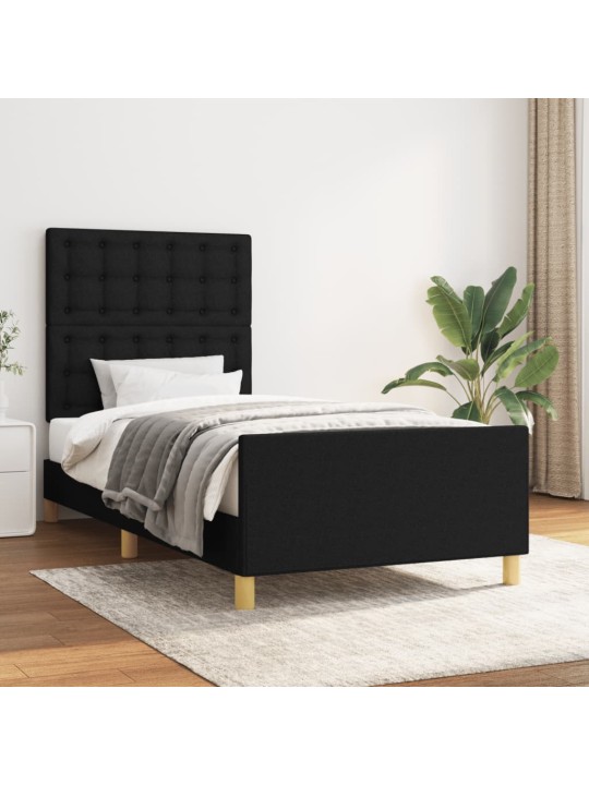 Rám postele s čelem černý 90x200 cm textil
