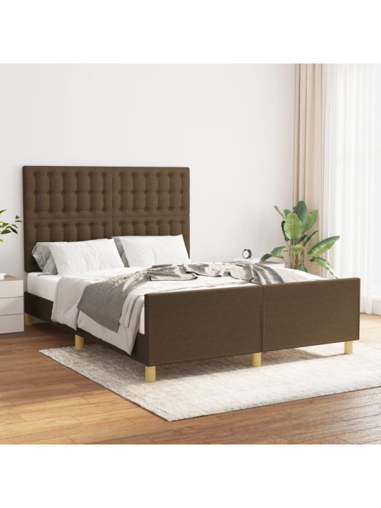 Rám postele bez matrace tmavě hnědý 140 x 200 cm textil