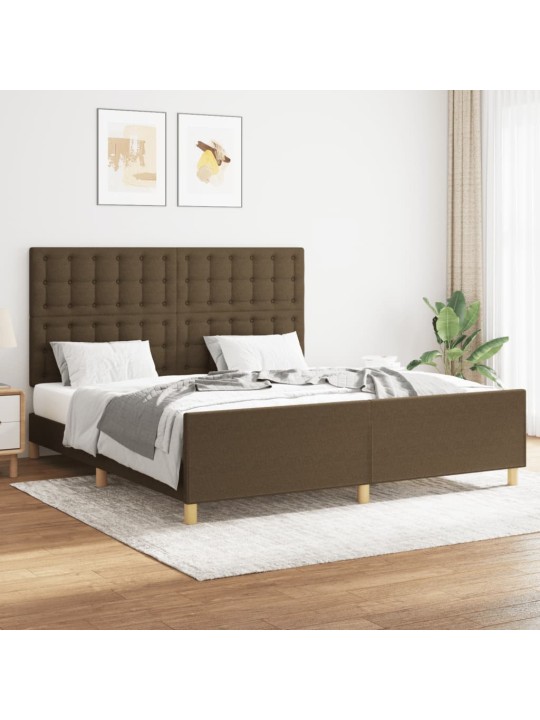 Rám postele bez matrace tmavě hnědý 160 x 200 cm textil
