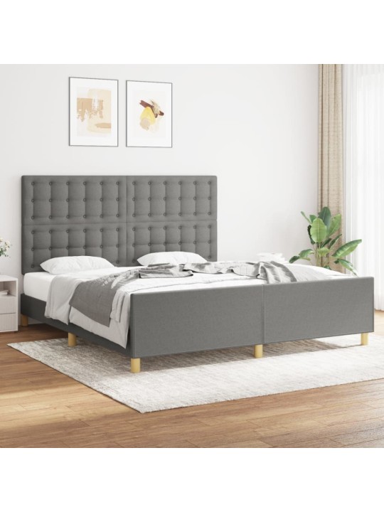 Rám postele s čelem tmavě šedý 180x200 cm textil