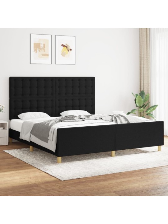 Rám postele s čelem černý 180x200 cm textil