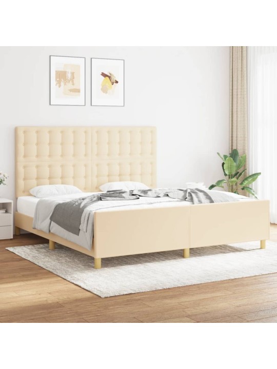 Rám postele s čelem krémový 180x200 cm textil